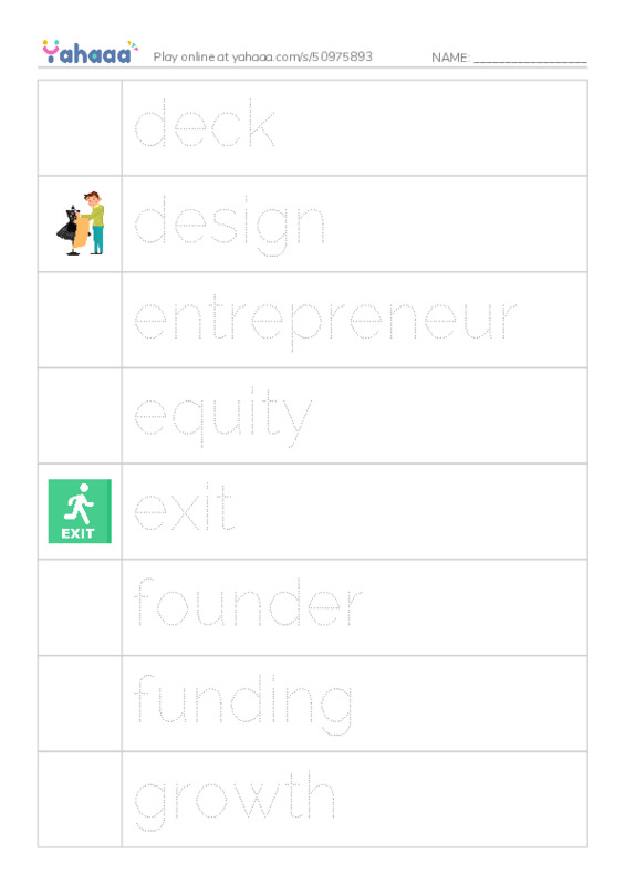 Common Nouns in English: startups 2 PDF one column image words