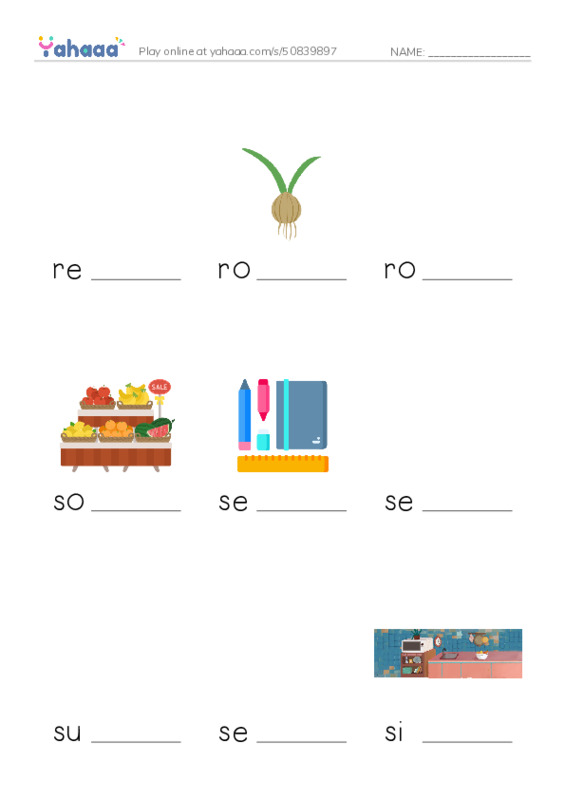 Common Nouns in English: algorithms 8 PDF worksheet to fill in words gaps