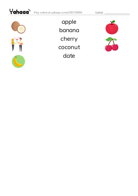 Common Nouns in English: fruit 1 PDF three columns match words