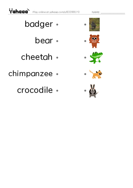 Common Nouns in English: apex predators 1 PDF link match words worksheet