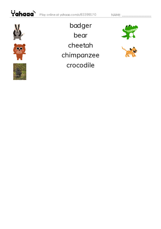 Common Nouns in English: apex predators 1 PDF three columns match words