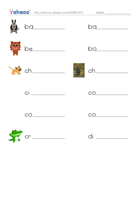 Common Nouns in English: apex predators 1 PDF worksheet writing row