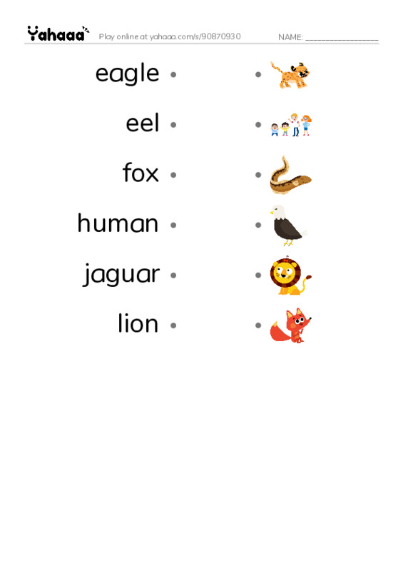 Common Nouns in English: apex predators 2 PDF link match words worksheet