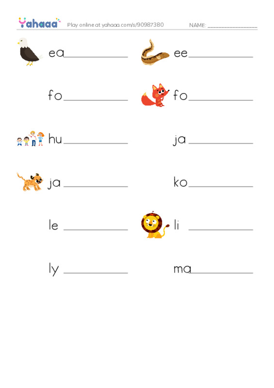 Common Nouns in English: apex predators 2 PDF worksheet writing row