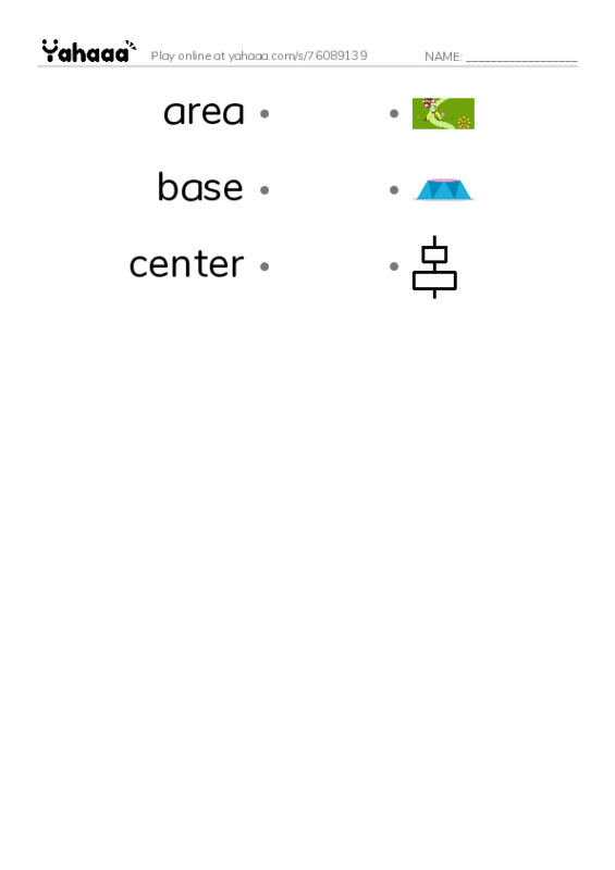 Common Nouns in English: geometry 1 PDF link match words worksheet