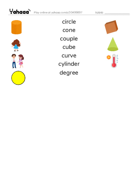 Common Nouns in English: geometry 2 PDF three columns match words