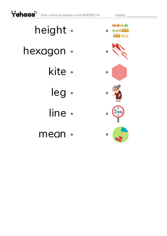 Common Nouns in English: geometry 4 PDF link match words worksheet