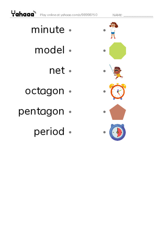 Common Nouns in English: geometry 5 PDF link match words worksheet