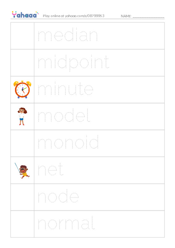 Common Nouns in English: geometry 5 PDF one column image words