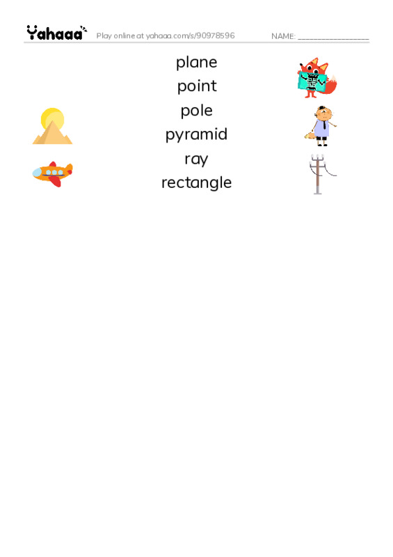 Common Nouns in English: geometry 6 PDF three columns match words