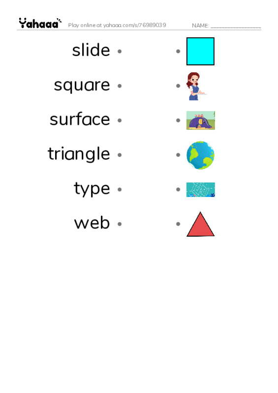 Common Nouns in English: geometry 7 PDF link match words worksheet