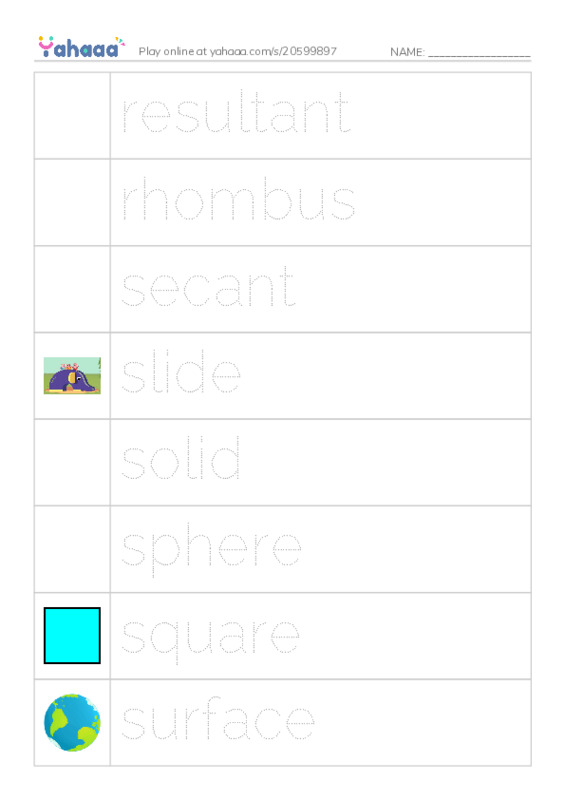 Common Nouns in English: geometry 7 PDF one column image words