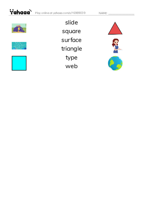 Common Nouns in English: geometry 7 PDF three columns match words