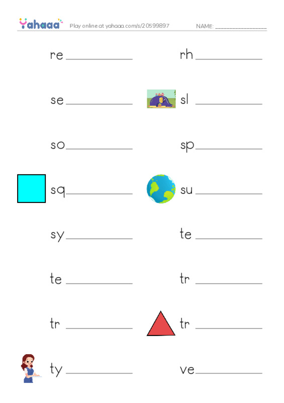 Common Nouns in English: geometry 7 PDF worksheet writing row
