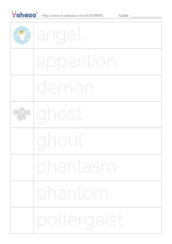 Common Nouns in English: ghosts 1 PDF one column image words