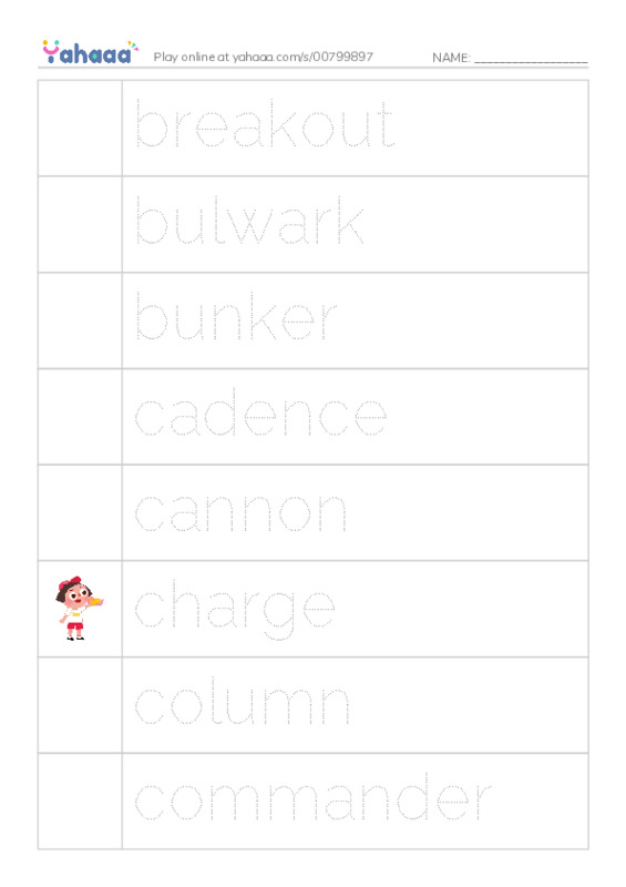 Common Nouns in English: military army 2 PDF one column image words