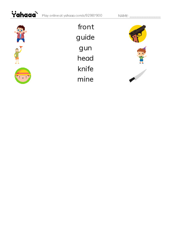 Common Nouns in English: military army 4 PDF three columns match words