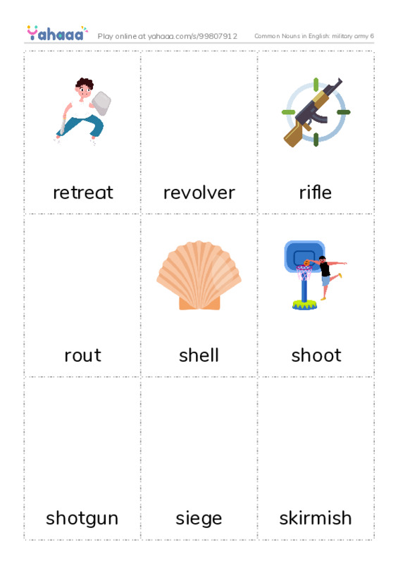 Common Nouns in English: military army 6 PDF flaschards with images