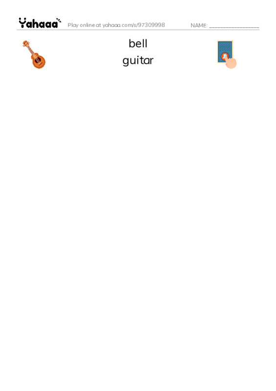 Common Nouns in English: music instruments 1 PDF three columns match words