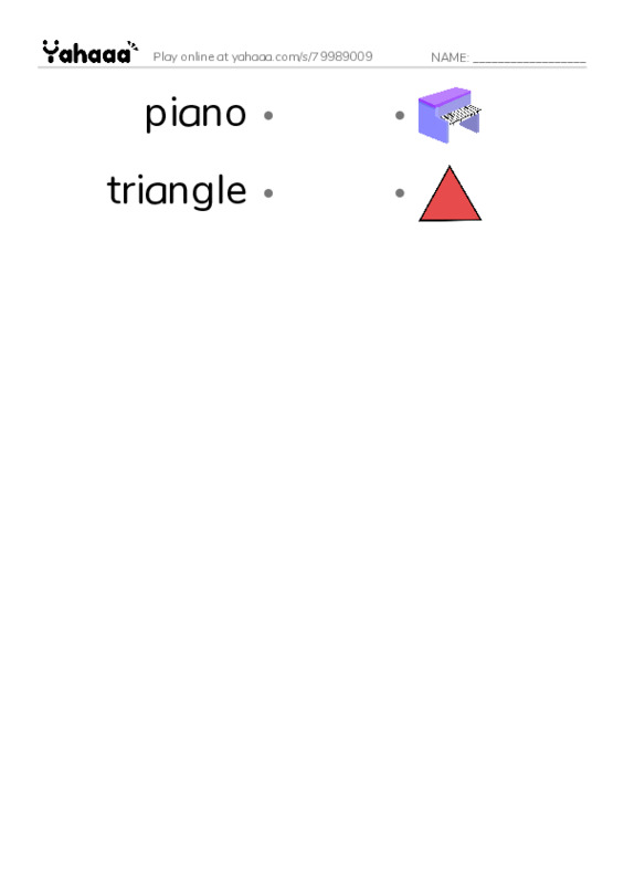 Common Nouns in English: music instruments 2 PDF link match words worksheet