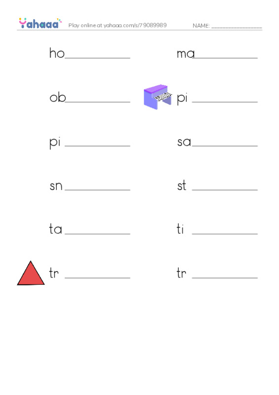 Common Nouns in English: music instruments 2 PDF worksheet writing row