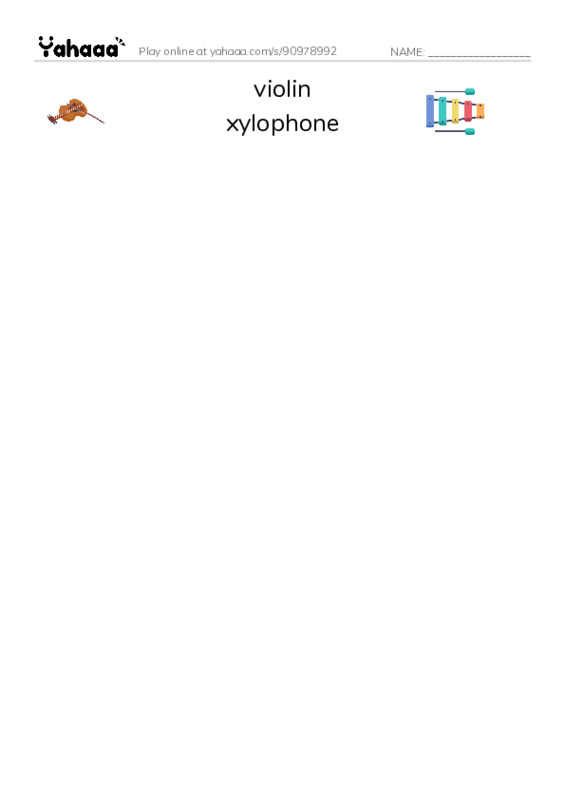 Common Nouns in English: music instruments 3 PDF three columns match words