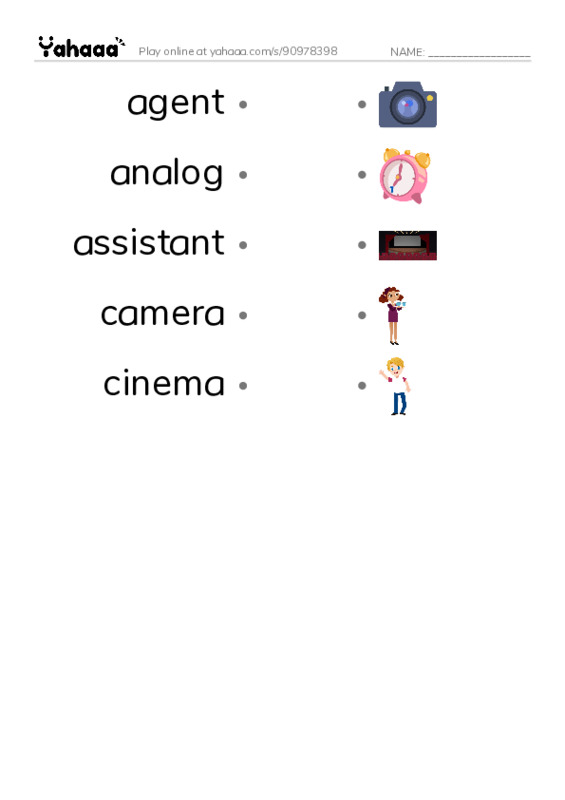Common Nouns in English: filmmaking 1 PDF link match words worksheet