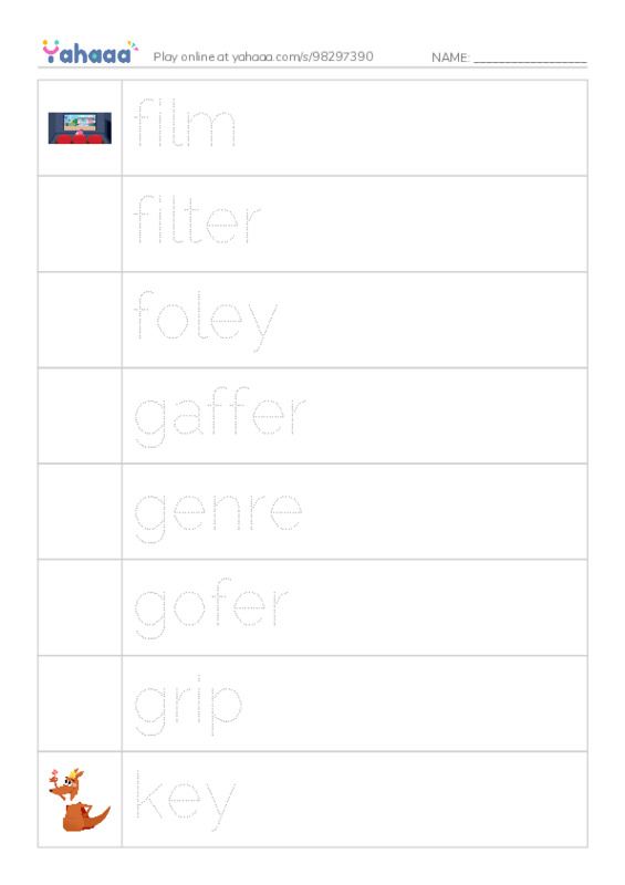 Common Nouns in English: filmmaking 3 PDF one column image words