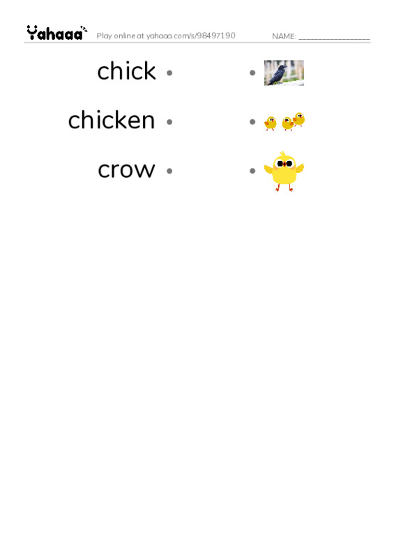 Common Nouns in English: birds 1 PDF link match words worksheet