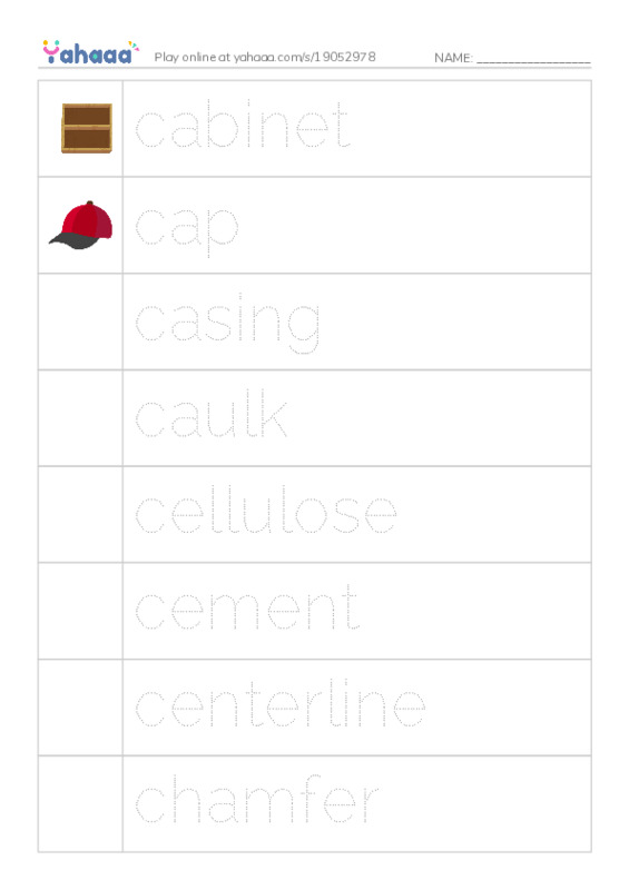 Common Nouns in English: construction 3 PDF one column image words