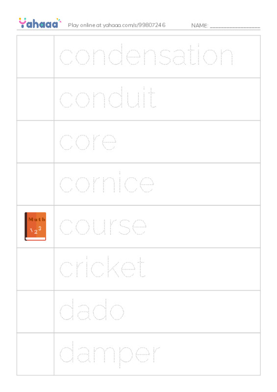 Common Nouns in English: construction 4 PDF one column image words