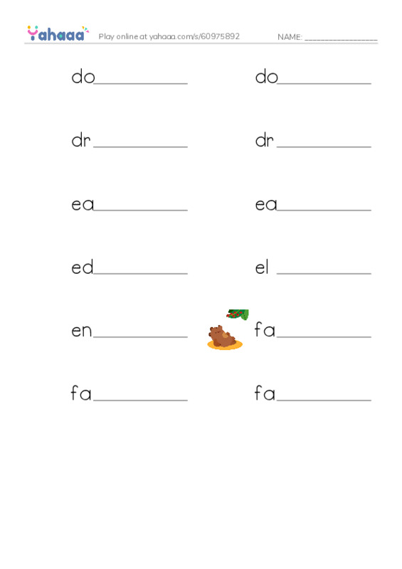 Common Nouns in English: construction 5 PDF worksheet writing row