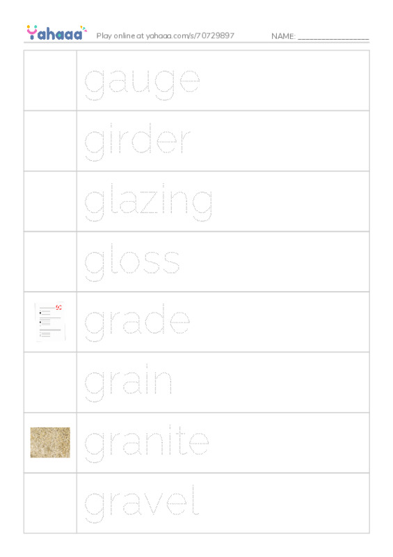 Common Nouns in English: construction 7 PDF one column image words