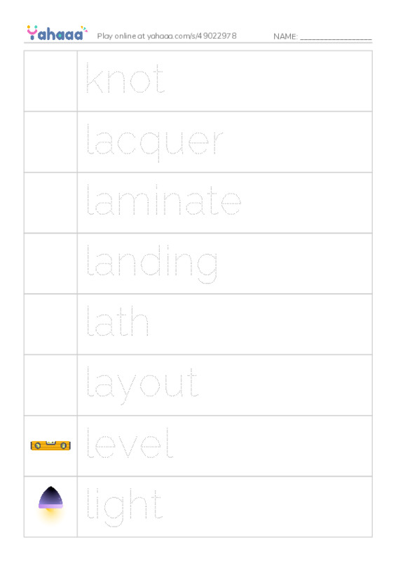 Common Nouns in English: construction 9 PDF one column image words