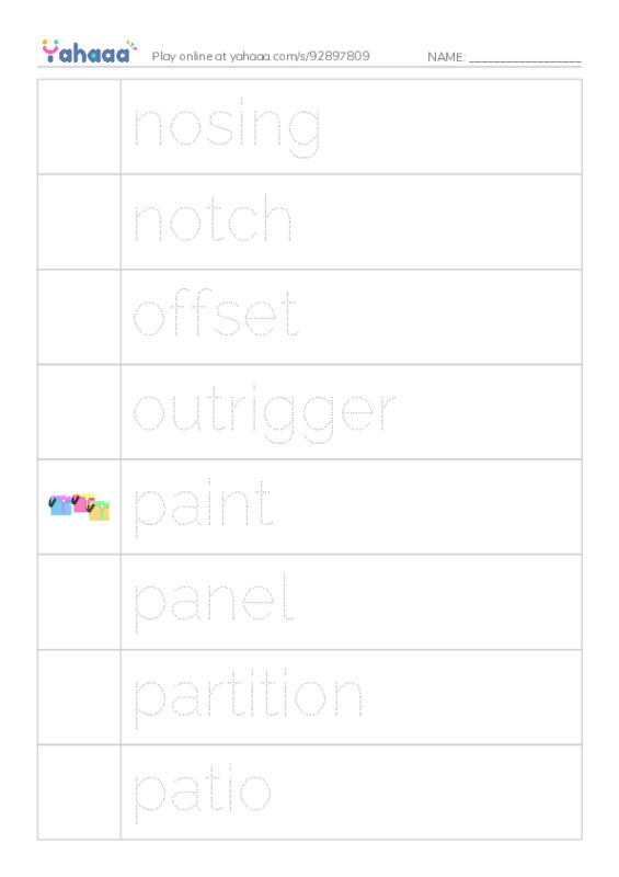 Common Nouns in English: construction 11 PDF one column image words