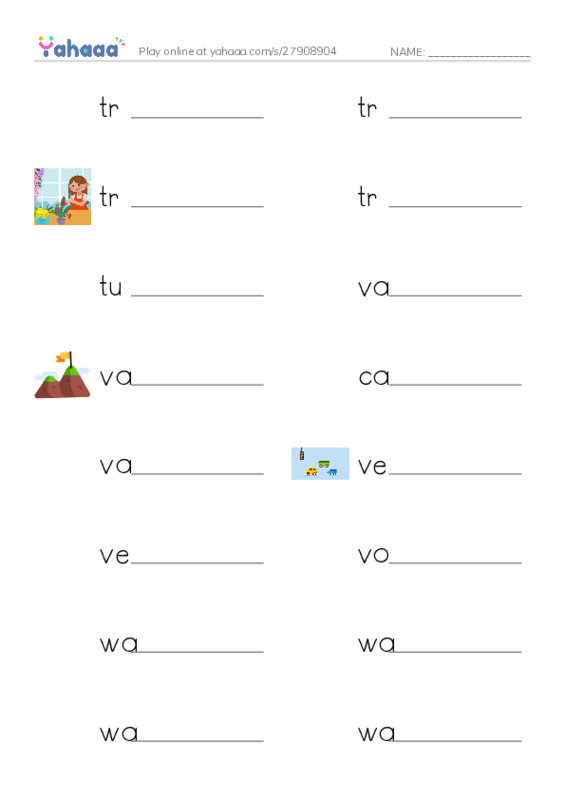 Common Nouns in English: construction 19 PDF worksheet writing row