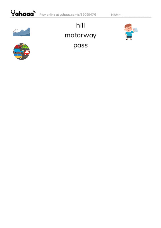 Common Nouns in English: driving 2 PDF three columns match words