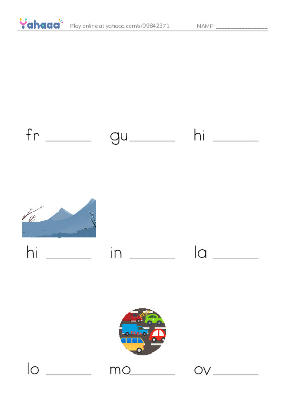 Common Nouns in English: driving 2 PDF worksheet to fill in words gaps