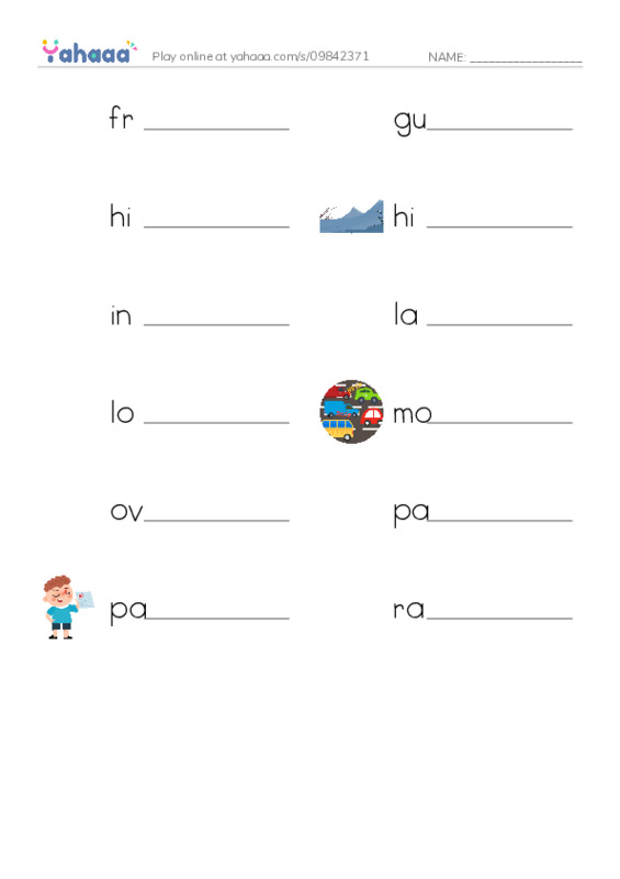 Common Nouns in English: driving 2 PDF worksheet writing row