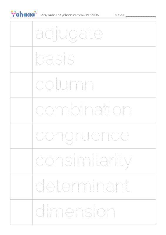 Common Nouns in English: linear algebra 1 PDF one column image words