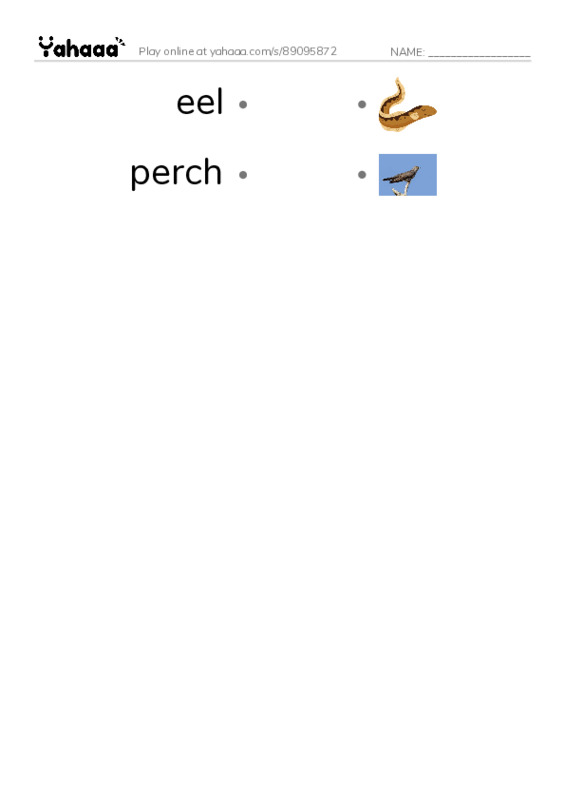 Common Nouns in English: fish 2 PDF link match words worksheet