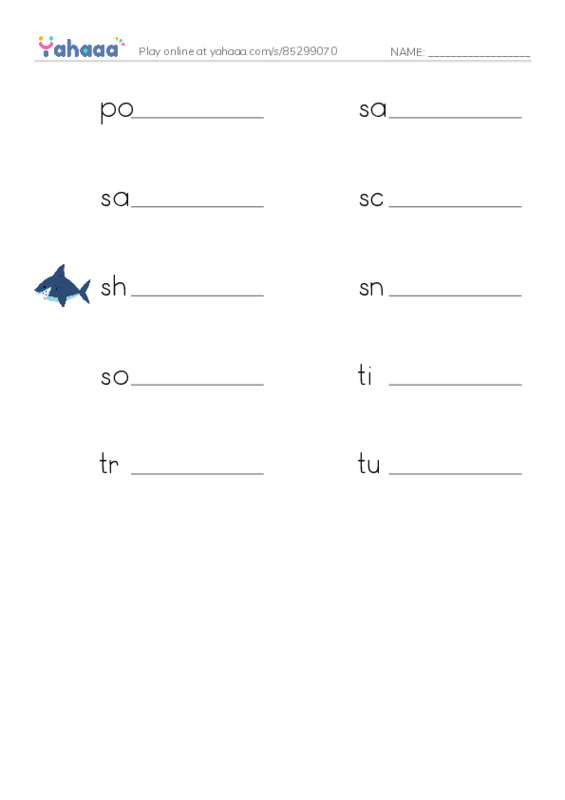 Common Nouns in English: fish 3 PDF worksheet writing row