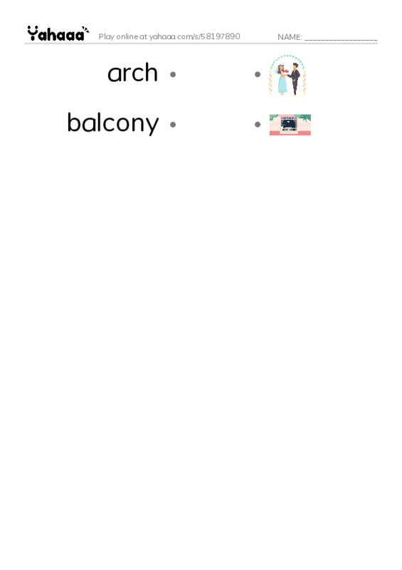 Common Nouns in English: architecture 1 PDF link match words worksheet