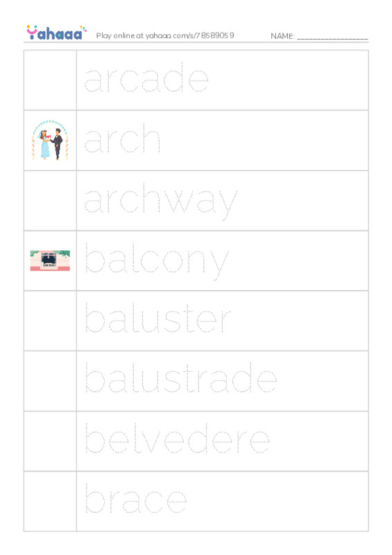 Common Nouns in English: architecture 1 PDF one column image words