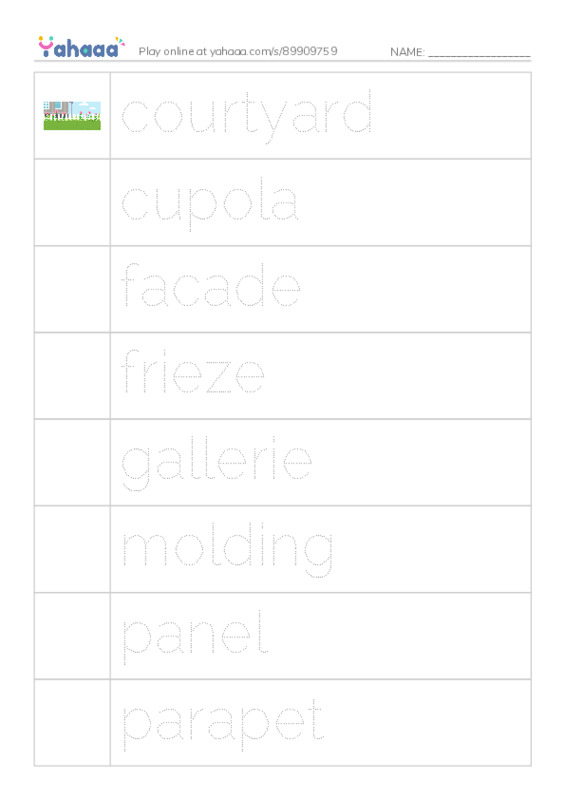 Common Nouns in English: architecture 2 PDF one column image words