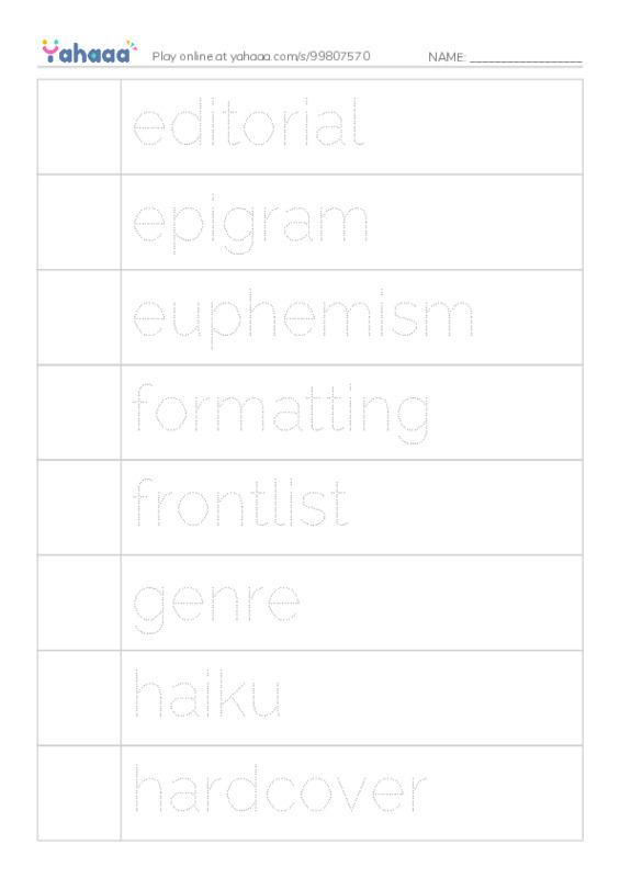Common Nouns in English: writing 3 PDF one column image words
