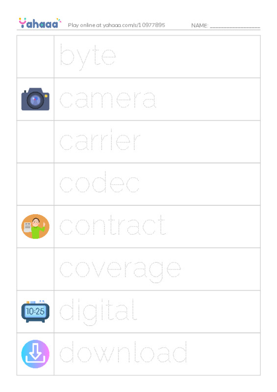 Common Nouns in English: phones 2 PDF one column image words