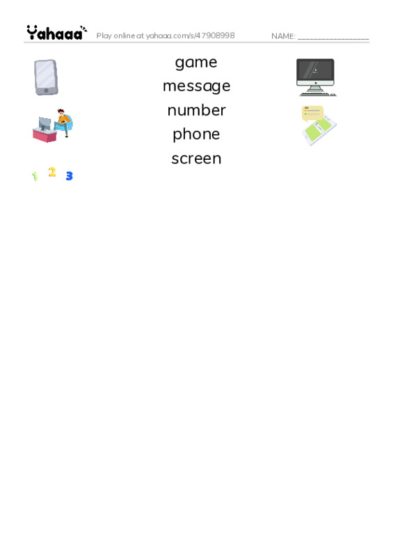 Common Nouns in English: phones 3 PDF three columns match words