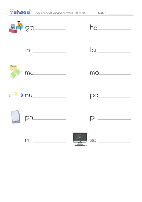 Common Nouns in English: phones 3 PDF worksheet writing row