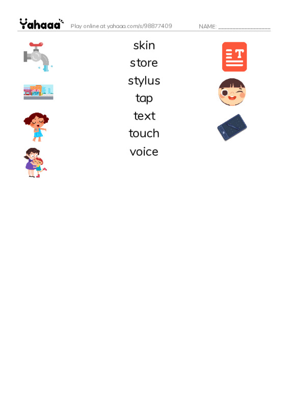 Common Nouns in English: phones 4 PDF three columns match words